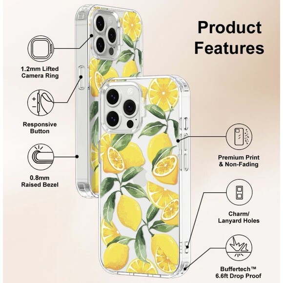 Lemon Case for iPhone 13 Pro Max 6ft Military-Grade Drop Protection Clear Cover - Picture 2 of 8